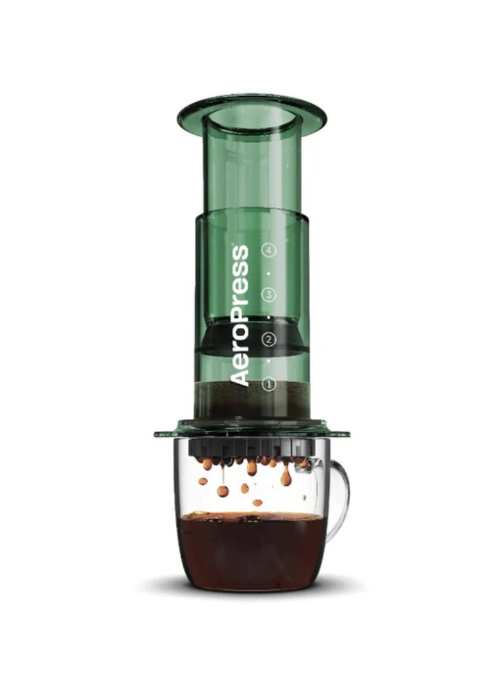 AeroPress Coffee Maker, 3-in-1 Brewing, Portable, Made in USA, Clear Green - 1-2 Cups - Image 1