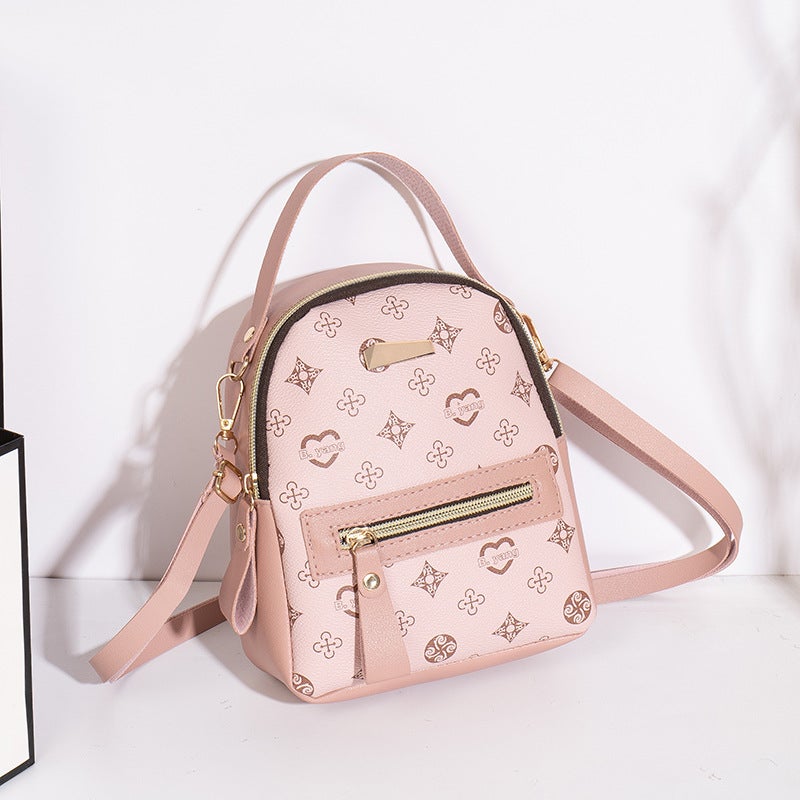 2022 New Printed Fashion Backpack Vintage Womens Bag Pink 