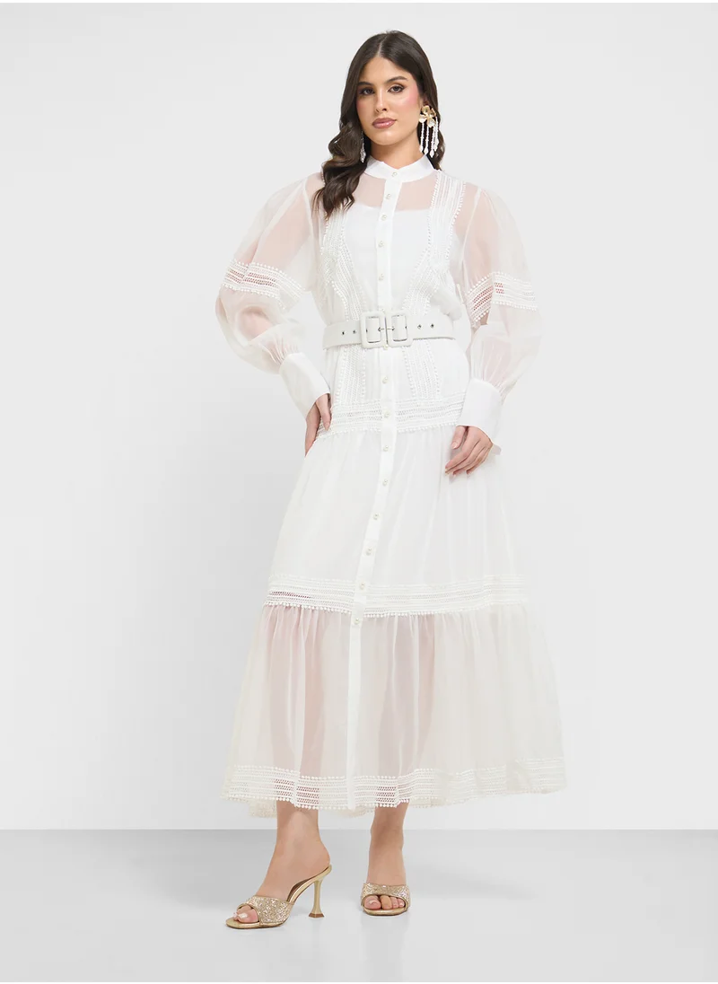 خزانة Puff Sleeve Sheer Dress