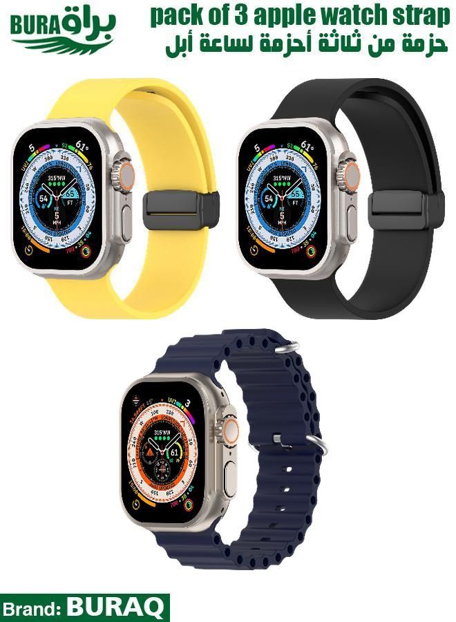 BURAQ Apple Watch Band Strap For Apple Watch Ultra 2/Ultra 49mm, Series 10 46mm, 9/8/7 45mm, SE2/SE/6/5/4 44mm, 3/2/1 42mm