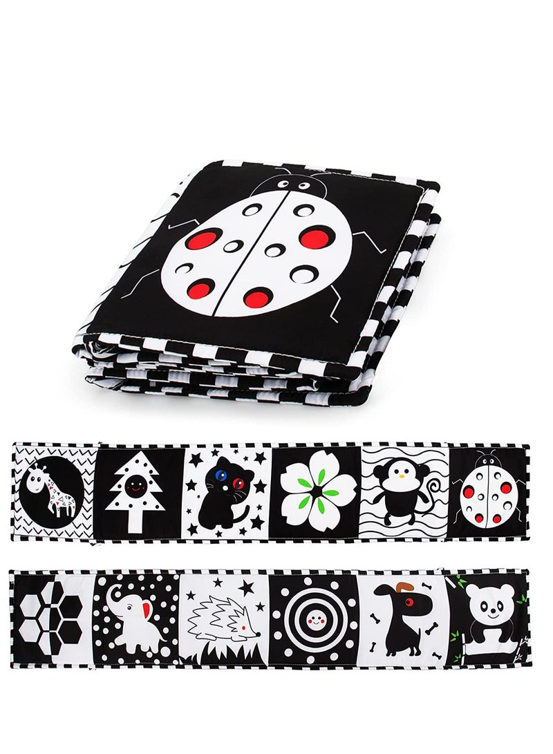SYOSI High Contrast Baby Cloth Book for Early Education, Infant Tummy time Mat, Three Dimensional Can Be Bitten and Tear Not Rotten Paper 0 3 Years Old Baby Toys Black and White - Image 1