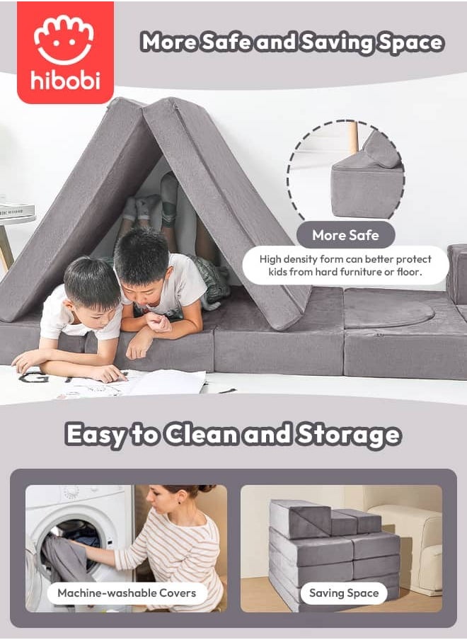 Kid 11-Piece Modular Sofa - Large Creative Play Couch, Promotes Children's Creativity and Motor Skills, Multi-Functional for All Ages, Doubles as Play Toy and Comfortable Seating