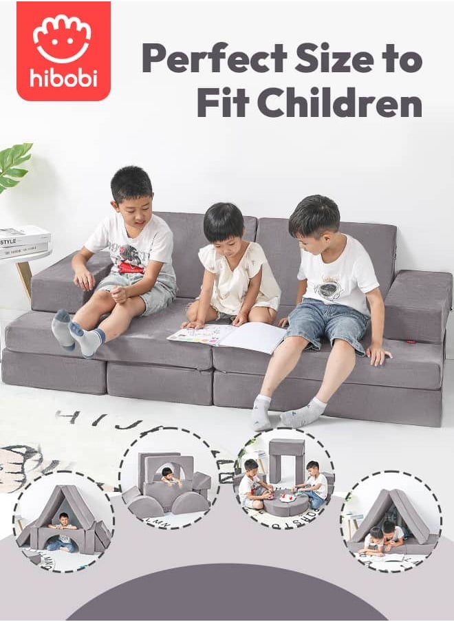 hibobi Kid 11-Piece Modular Sofa - Large Creative Play Couch, Promotes Children's Creativity and Motor Skills, Multi-Functional for All Ages, Doubles as Play Toy and Comfortable Seating  - Image 1