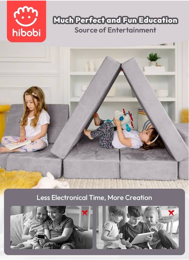 hibobi Kid 11-Piece Modular Sofa - Large Creative Play Couch, Promotes Children's Creativity and Motor Skills, Multi-Functional for All Ages, Doubles as Play Toy and Comfortable Seating  - Image 4