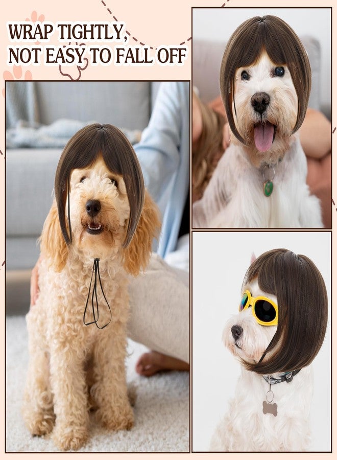 مولين شعر مستعار تنكري مضحك للكلاب والقطط من مولين، شعر مستعار للحيوانات الأليفة قابل للقص، زي تنكري للحيوانات الأليفة مناسب للهالوين، الكريسماس، الحفلات، المهرجانات، شعر مستعار للكلاب الصغيرة والمتوسطة والكبيرة، بني، محيط رأس من 11.81 إلى 23.62 بوصة - Image 5