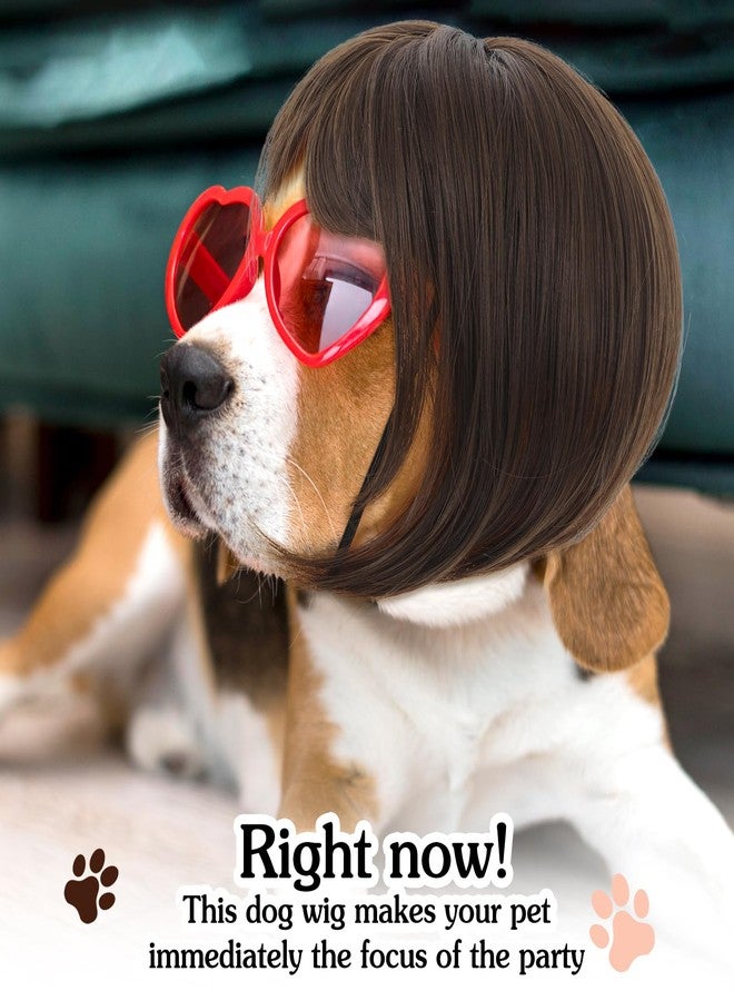 مولين شعر مستعار تنكري مضحك للكلاب والقطط من مولين، شعر مستعار للحيوانات الأليفة قابل للقص، زي تنكري للحيوانات الأليفة مناسب للهالوين، الكريسماس، الحفلات، المهرجانات، شعر مستعار للكلاب الصغيرة والمتوسطة والكبيرة، بني، محيط رأس من 11.81 إلى 23.62 بوصة - Image 3