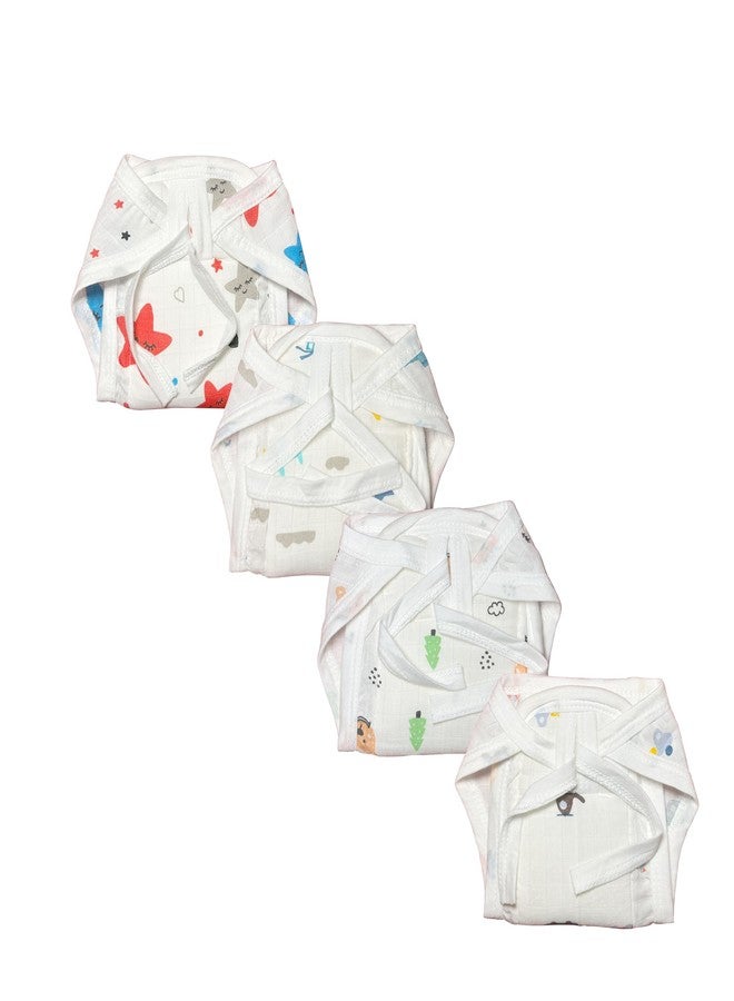 Dikary New born Baby's Cotton Cloth Diapers/Langot/nappy U Shaped Washable and Reusable Nappies (Multicolour) (New Born, 4, count) - Image 1