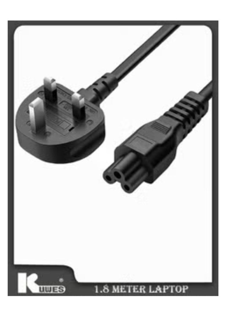 Kuwes Standard UK Laptop Power Cable 3 Pin Female Socket Extension Power Cord Cable For Laptop Printer (1.8M) - Image 1