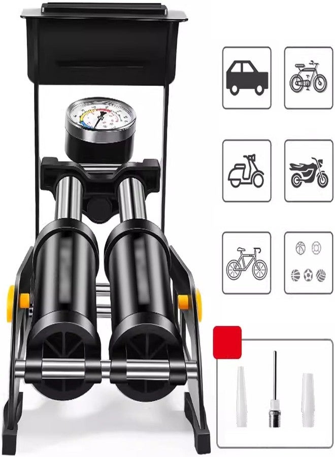 ESTAMINE Foot Pump with 180 PSI Pressure Gauge for Bicycle, Portable Air Pump for Presta, Schrader and Dunlop Valve, Suitable for Inflating Bicycles, Balls, Cars, - Image 2