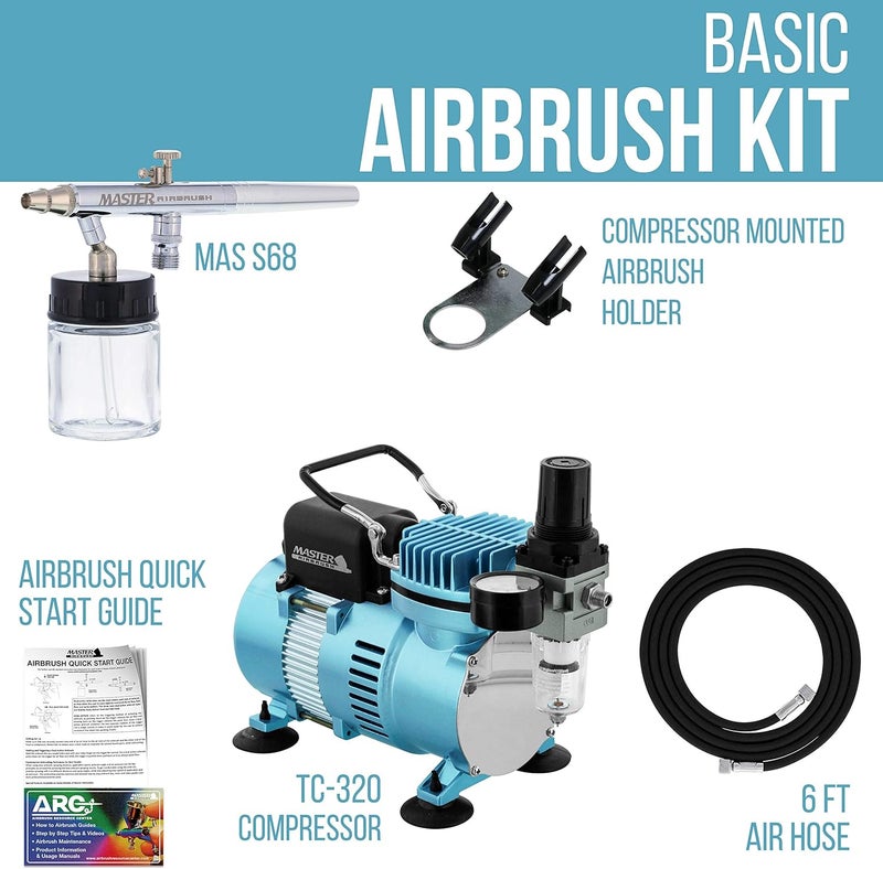 Master Airbrush Siphon Feed Airbrushing System with Compressor and Accessories - Image 2