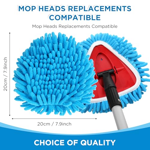 Baderke 3 Pack Chenille Mop Heads Replacements Compatible with 1 Tank System Chenille Duster Replacement Heads Microfiber Spin Mop Refill Pads Reusable Dust Refills for Floor Cleaning Blue - Image 3