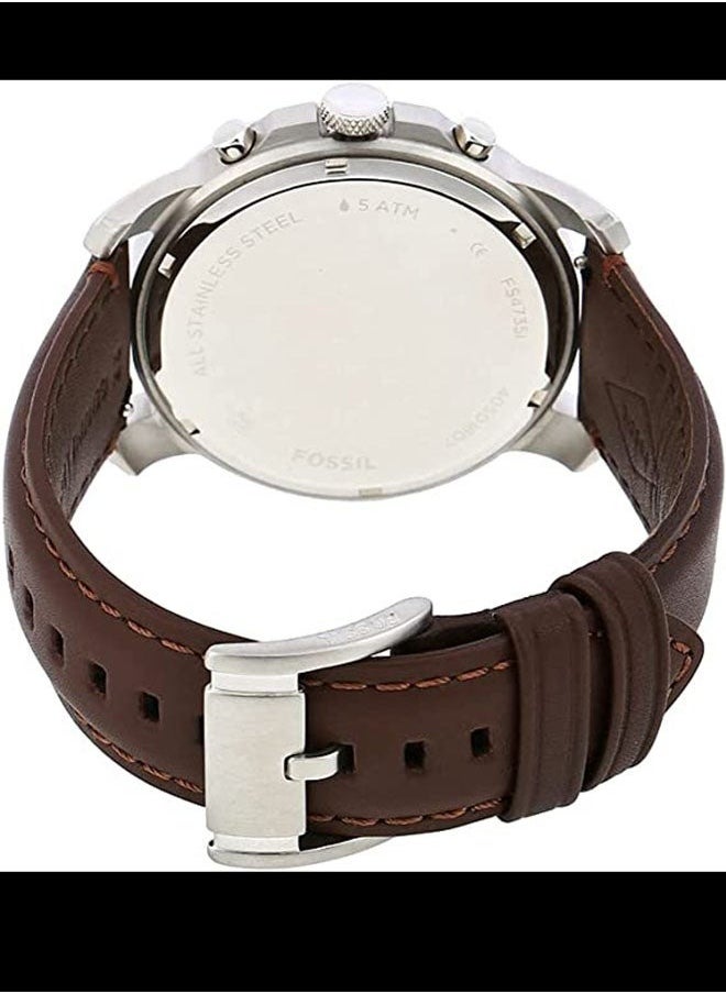 FOSSIL Men's Leather Analog Quartz Watch FS4735 - 44 mm - Brown  - Image 5