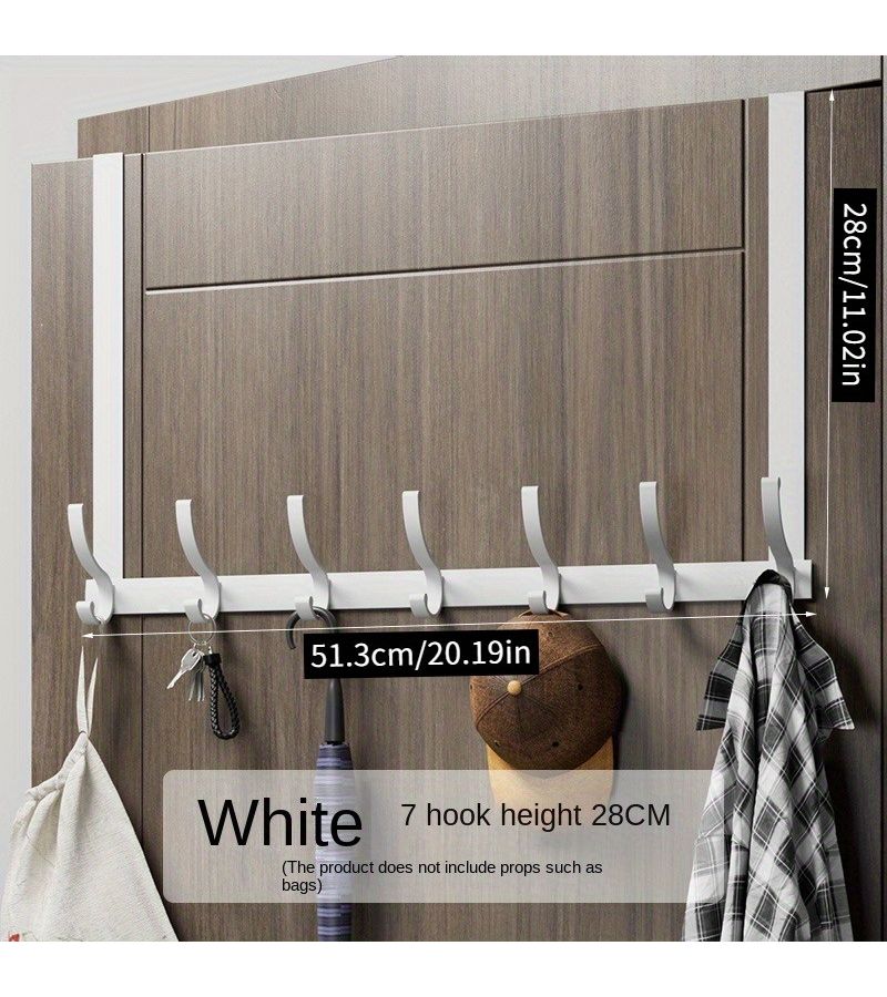 Black 6 Hook Over Door Organizer No Drilling For Hats Keys Towels - Image 3
