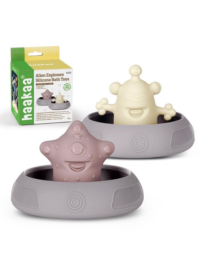Haakaa Alien Explorers Baby Bath Toys, Food Grade Silicone Toddler Squirt Water Toys for Bathtubs/Swimming Pools/Beaches, Detachable Mold Free Floating Tub Toys for Kids Ages 1-3 (Nova+Jupiter) - Image 1