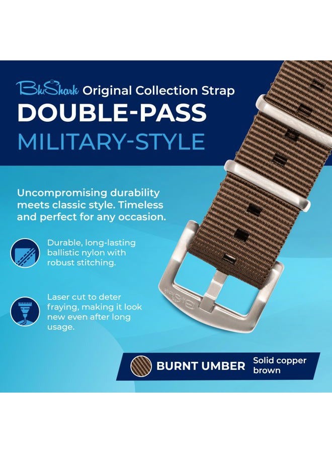 BluShark , Original Collection Military-Style Waterproof Watch Strap, Fits All Timepiece Brands, Durable Nylon Wristwatch Accessories with Stainless Steel Buckle - 18mm, 20mm, 22mm & 24mm Watch Bands - Image 2