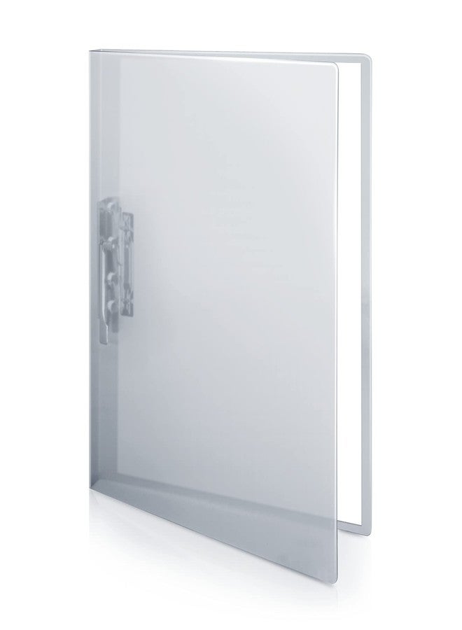 CRANBURY Punchless Clamp Binder (Dusky Gray), Ringless Binder Holds 100 Letter Size Pages, Documents, 8.5x11 Folder with Metal Clip for Home or Office, Transparent Acid-Free Poly - Image 1