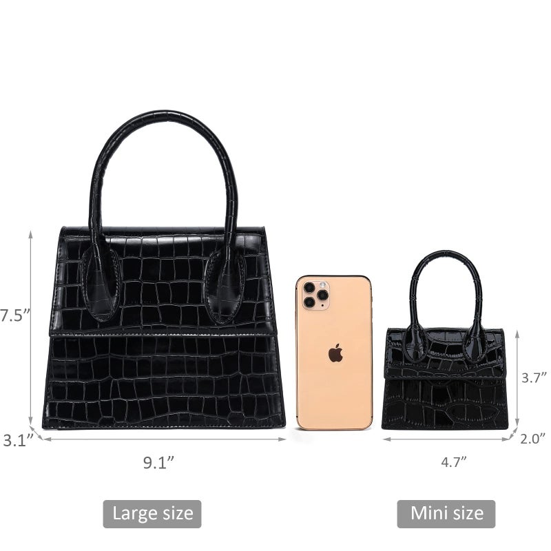 CATMICOO CATMICOO Mini Purse for Women, Mini Bag with Crocodile Pattern (Black crocodile pattern)  - Image 2