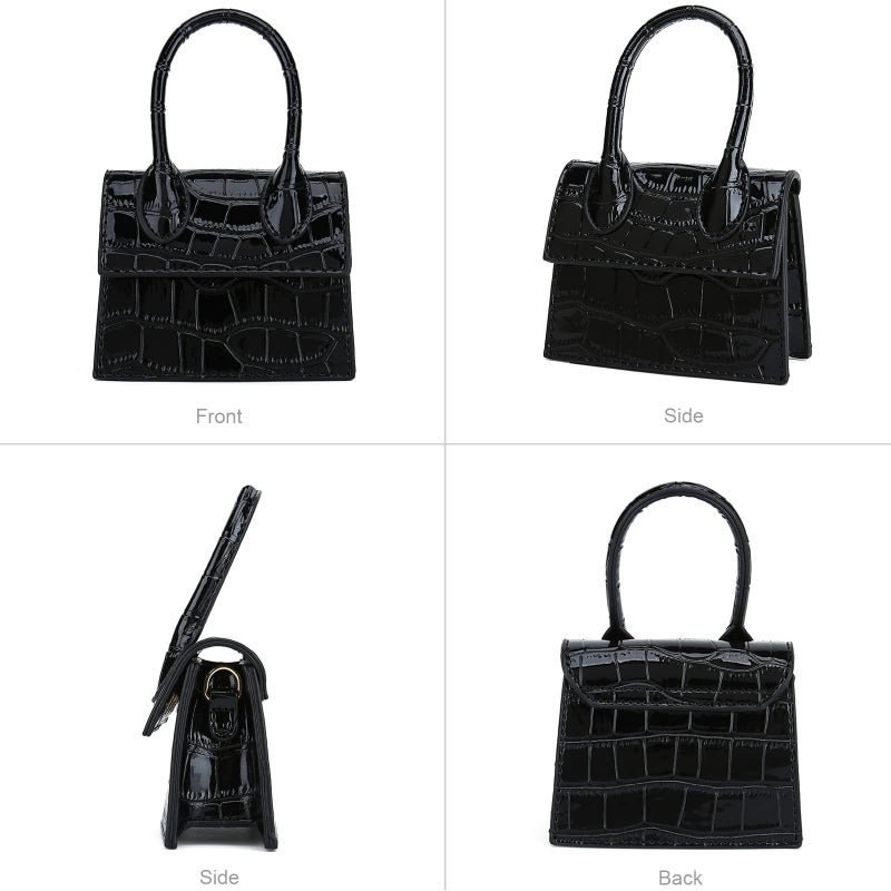 CATMICOO CATMICOO Mini Purse for Women, Mini Bag with Crocodile Pattern (Black crocodile pattern)  - Image 5