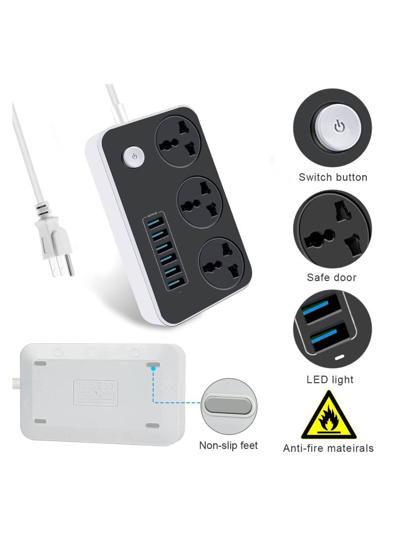 Power Strip with USB Ports，Universal Flat Plug，Power Socket with 6 Quick USB Port (5V 3.4A 17W) & 3 Outlets，6.5ft Heavy Duty Extension Cord  - Image 5