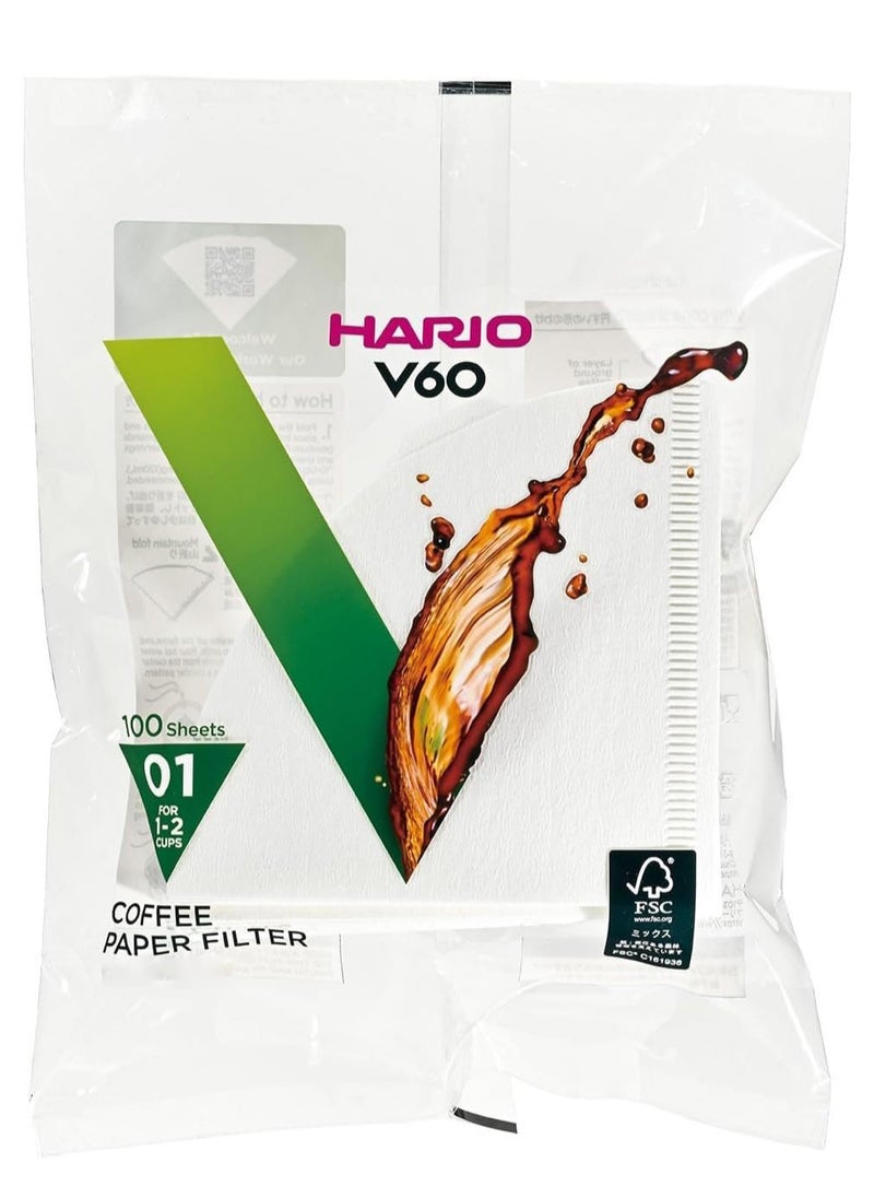 V60 Paper Coffee Filters Size 01 100 Count White