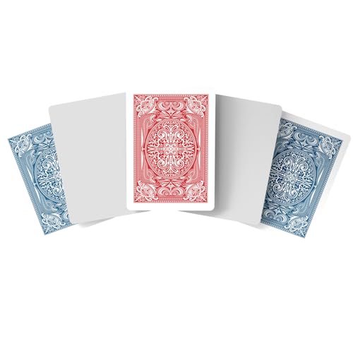 Metaphoracle بطاقات أوراق اللعب الفارغة لكتابة عليها تصميم كلاسيكي لكازينو البوكر مع وجوه بيضاء فارغة اصنع بطاقات الأوراق الخاصة بك 2 مجموعة 60 بطاقة لكل صندوق 120 بطاقة إجمالاً 25 × 35 أحمر أزرق - Image 5