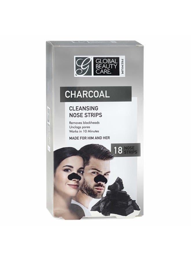 Global Beauty Care Premium Cleansing Nose Strips of Activated Charcoal Nose Strips For Blackheads Removal, Charcoal Blackhead Remover Strips for HIM or HER- 18 Ct - Image 1