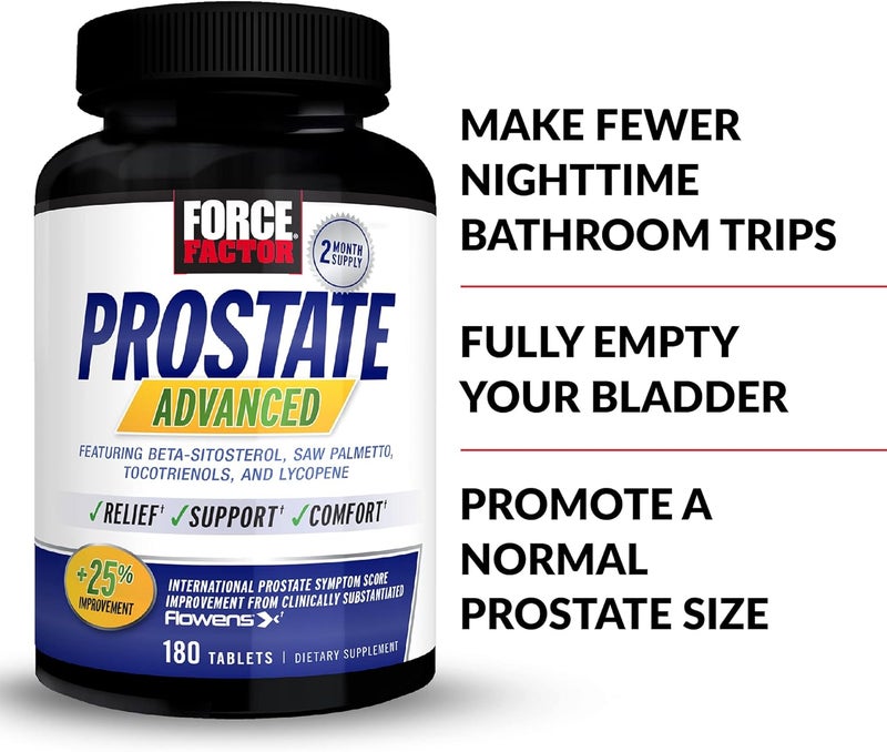 FORCE FACTOR Prostate Advanced Health Supplement for Men for Reducing Nighttime Bathroom Trips Bladder  Urinary Relief with Saw Palmetto BetaSitosterol 180 Tablets 1Pack - Image 2