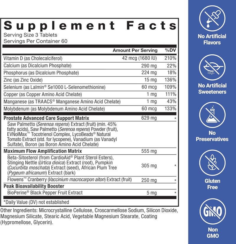 FORCE FACTOR Prostate Advanced Health Supplement for Men for Reducing Nighttime Bathroom Trips Bladder  Urinary Relief with Saw Palmetto BetaSitosterol 180 Tablets 1Pack - Image 5