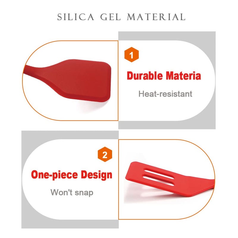 Bolonie 2 Pieces Mini Spatula Small Spatula Brownie Serving Set Flexible Nonstick Silicone Red Serve Slotted Spatula Turner for Cooking  Baking & Flipping Eggs - Image 4