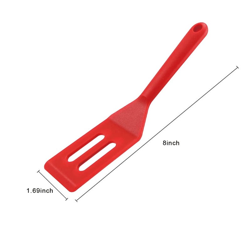 Bolonie 2 Pieces Mini Spatula Small Spatula Brownie Serving Set Flexible Nonstick Silicone Red Serve Slotted Spatula Turner for Cooking  Baking & Flipping Eggs - Image 3