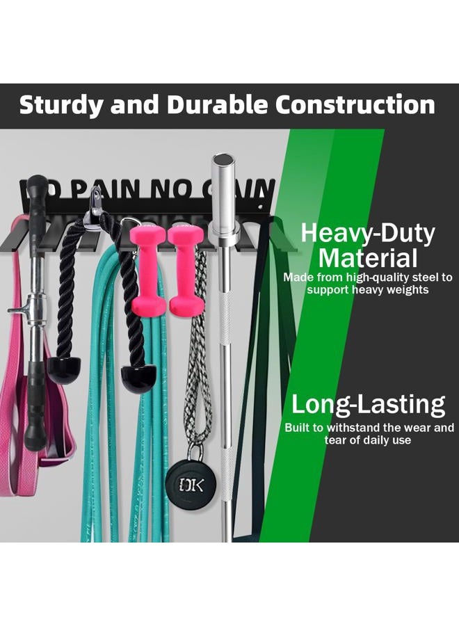 Sahans Home Gym Accessories Organization Storage Rack Equipment For Home 8 Hook Wall Hanger Display Gear Barbells Resistance Bands Jump Ropes Lifting Belt Hanger Accessories Hardware Included (NO PAIN NO - Image 2