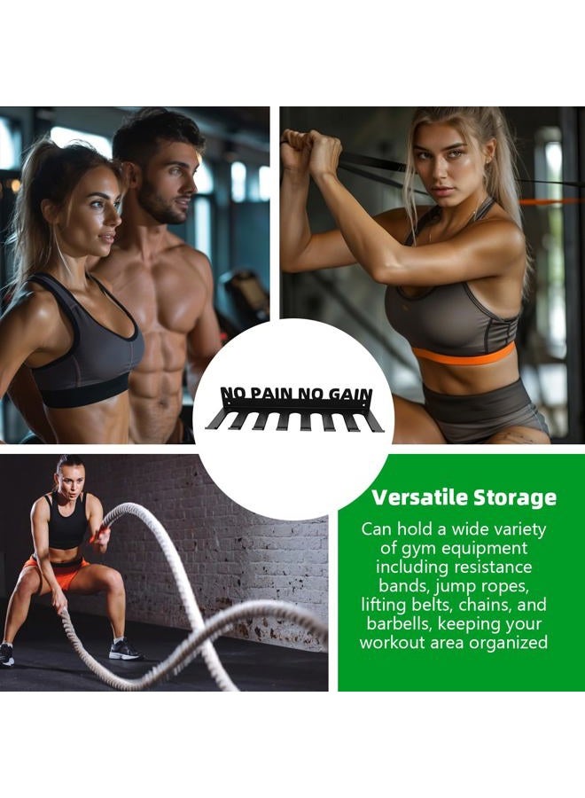 Sahans Home Gym Accessories Organization Storage Rack Equipment For Home 8 Hook Wall Hanger Display Gear Barbells Resistance Bands Jump Ropes Lifting Belt Hanger Accessories Hardware Included (NO PAIN NO - Image 4