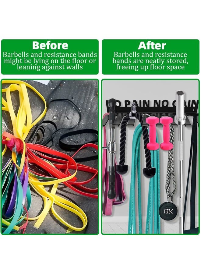 Sahans Home Gym Accessories Organization Storage Rack Equipment For Home 8 Hook Wall Hanger Display Gear Barbells Resistance Bands Jump Ropes Lifting Belt Hanger Accessories Hardware Included (NO PAIN NO - Image 3