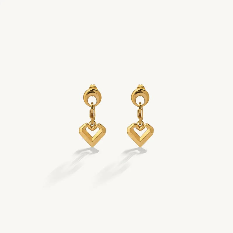 Palmonas 18K Gold Tone Plated Heart Padlock Drop Earrings For Women - Waterproof & Anti-Tarnish