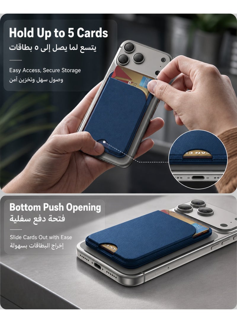 SIGood 1 Pack for MagSafe Wallet 5 Card Holder, Adjustable Magnetic Wallet Stand, RFID Blocking Faux Leather Phone Card Holder for iPhone 17/16e/16/15/14/13/12 Series, Blue - Image 2