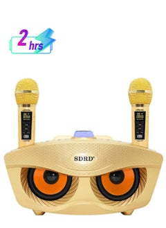 SDRD Portable Speaker Player Radio With Bluetooth Family KTV Speaker With 2 Wireless Microphones 30w Gold  - Image 1