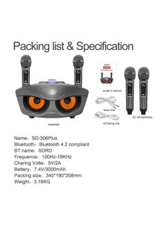 SDRD Portable Speaker Player Radio With Bluetooth Family KTV Speaker With 2 Wireless Microphones 30w Gold  - Image 4