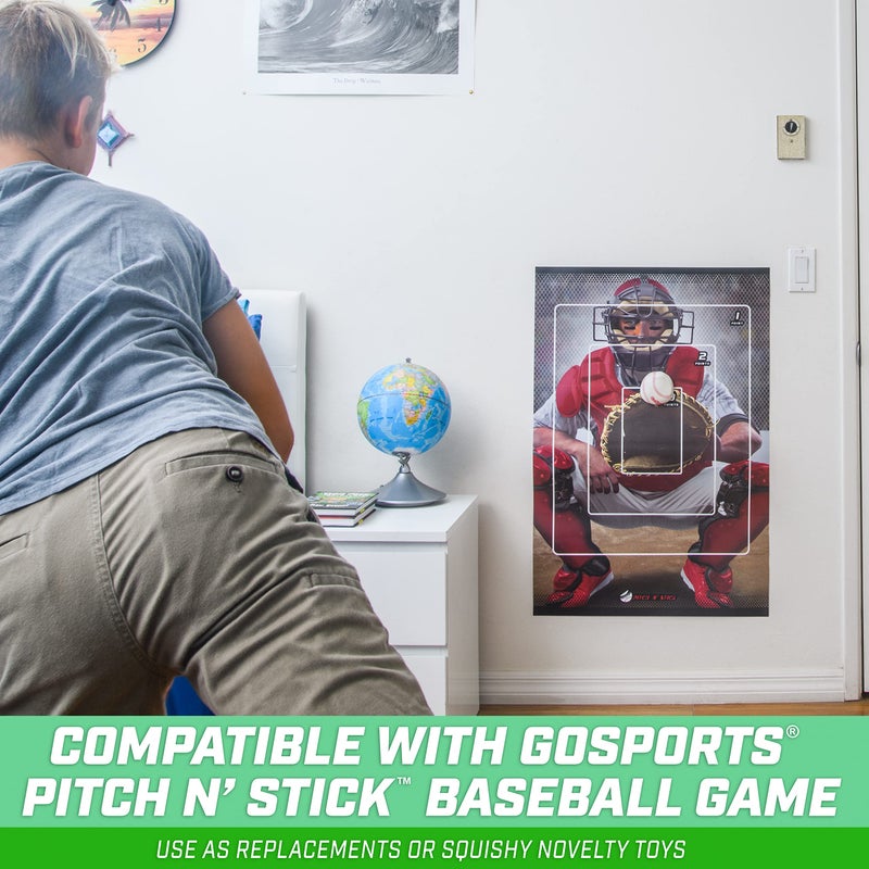 جو سبورتس مجموعة من 4 كرات بيسبول بديلة من GoSports Pitch N' Stick - كرات بيسبول لاصقة للعبة Pitch N' Stick - Image 2