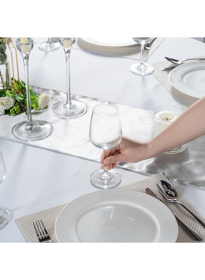 Restaurantware Table Tek 120 Inch Table Covers, 10 Round Wedding Tablecloths - Washable, Wrinkle-Free, White Polyester Banquet Tablecloths, Hemmed, For Parties, Holidays, or Buffets  - Image 4
