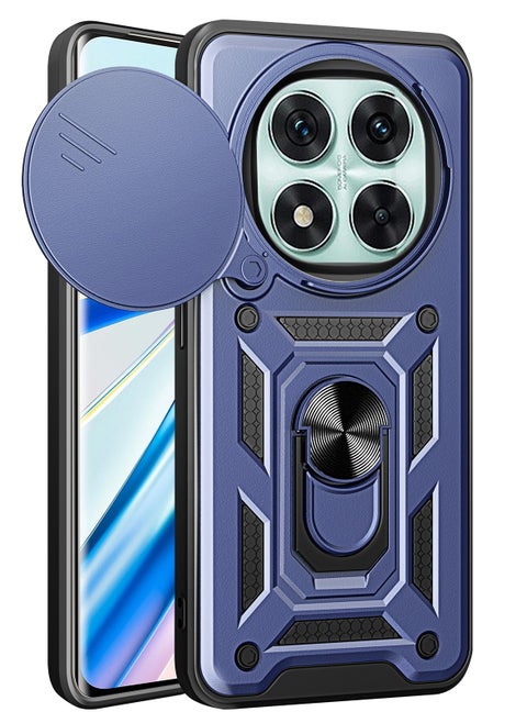 Case Cover Shockproof Protective Case with Camera Protection and Metal Ring Compatible with  Redmi Note 14 Pro+ / Redmi Note 14 Pro Plus (Blue)