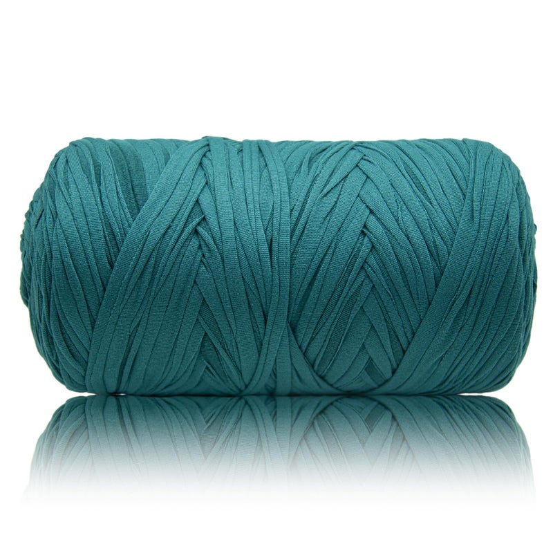 MSyarn 400g T Shirt Yarn Tshirt Crochet Yarn for Crocheting BagCraft ProjectHome Decor 141oz400g 120yd110m Crochet with Polyester Spandex Blend Stretch FabricPeacock Blue