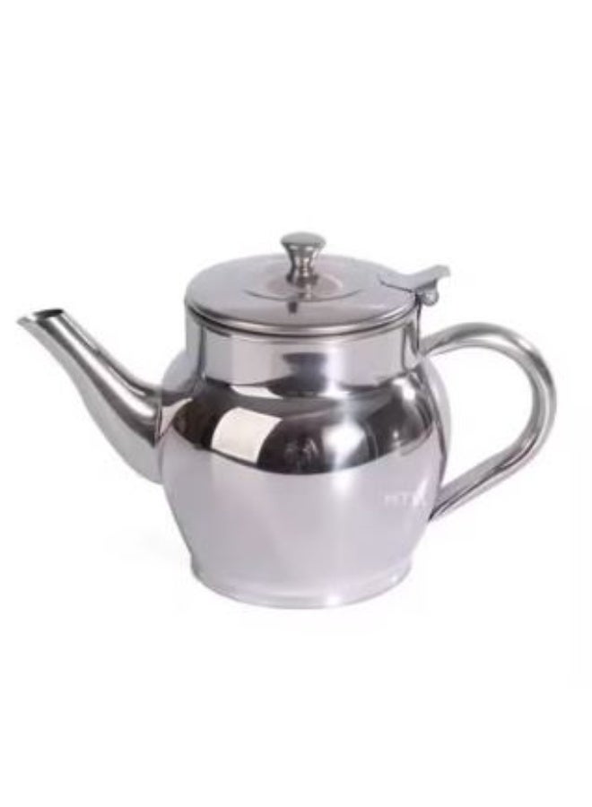 زوبا ابريق شاي من الستانلس ستيل مع غطاء قلاب، تصميم مقاوم للصدا، فضي من غير صفاية- (صغير الحجم مناسب لصنع 2 كوب) - Image 1