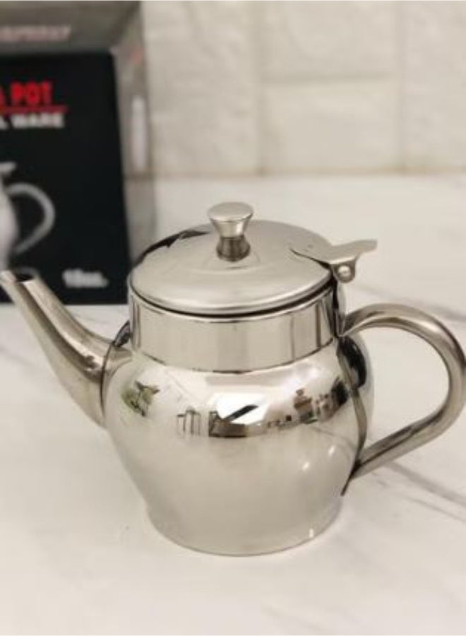 زوبا ابريق شاي من الستانلس ستيل مع غطاء قلاب، تصميم مقاوم للصدا، فضي من غير صفاية- (صغير الحجم مناسب لصنع 2 كوب) - Image 2