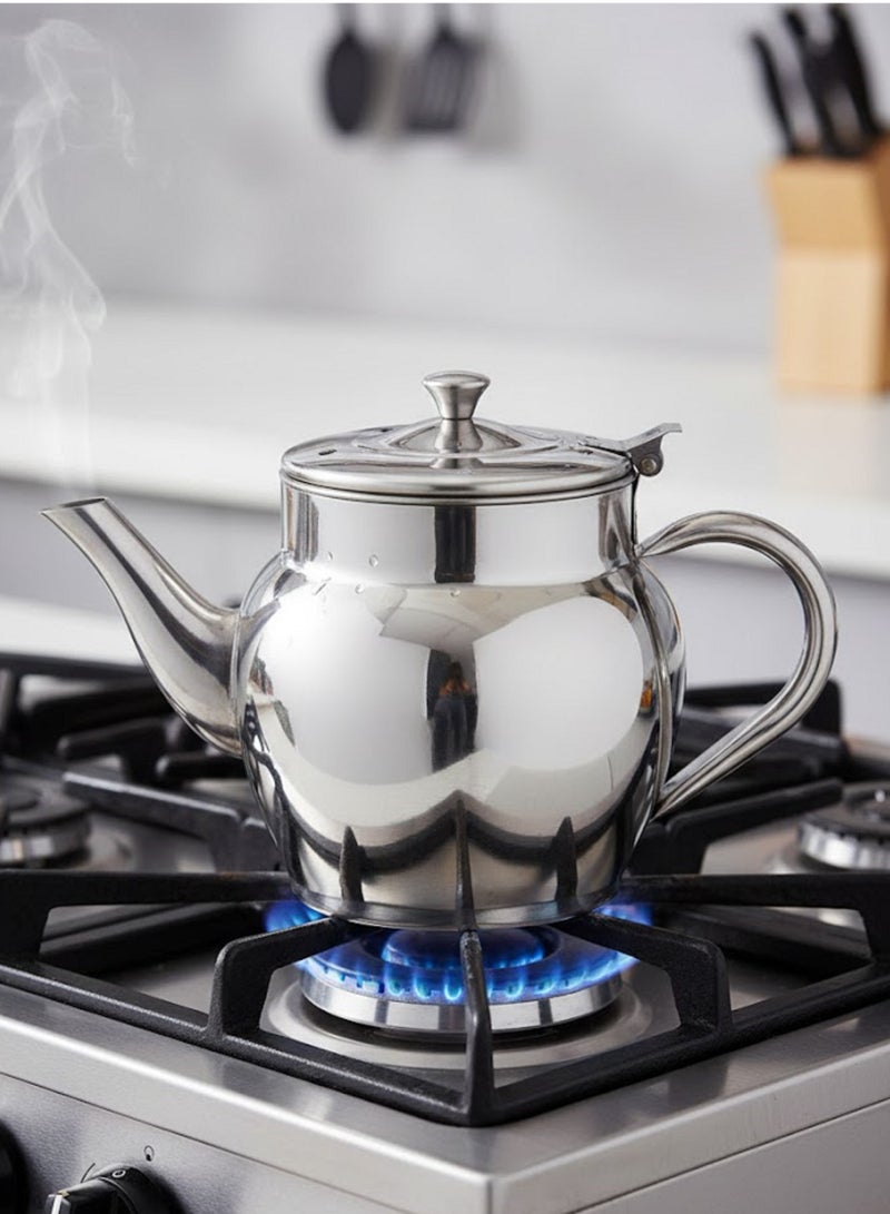 زوبا ابريق شاي من الستانلس ستيل مع غطاء قلاب، تصميم مقاوم للصدا، فضي من غير صفاية- (صغير الحجم مناسب لصنع 2 كوب) - Image 3