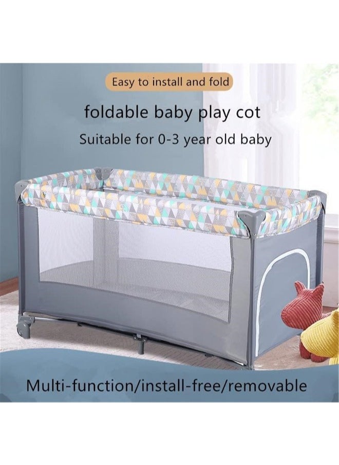Denzoz - 2 In 1 Baby Crib Portable Playard Foldable Travel Bed Playpen Travel Crib Nursery Center for Infant with Comfortable Mattress and Carry Bag - Image 1