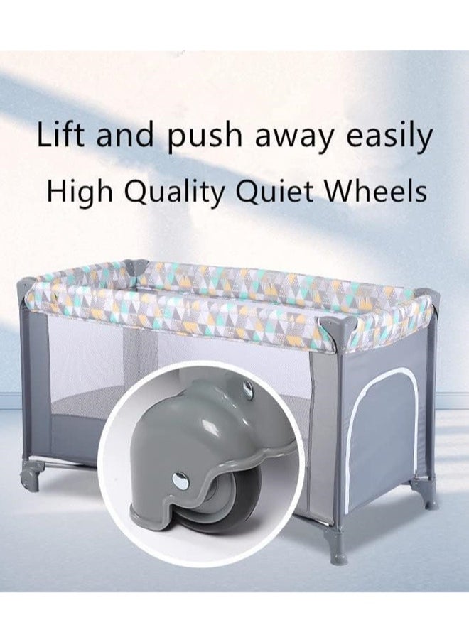 Denzoz - 2 In 1 Baby Crib Portable Playard Foldable Travel Bed Playpen Travel Crib Nursery Center for Infant with Comfortable Mattress and Carry Bag - Image 1