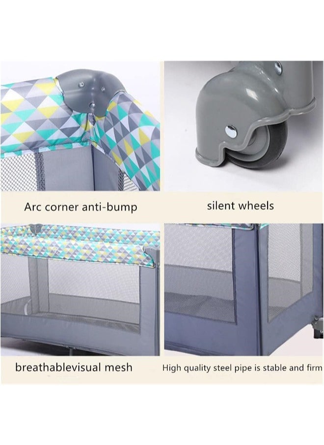 Denzoz - 2 In 1 Baby Crib Portable Playard Foldable Travel Bed Playpen Travel Crib Nursery Center for Infant with Comfortable Mattress and Carry Bag - Image 1