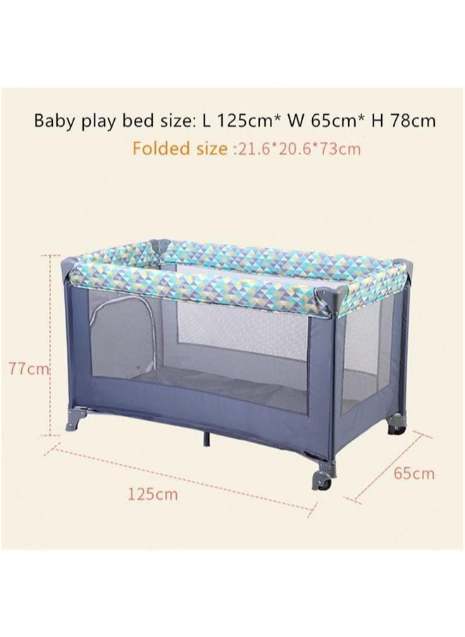 Denzoz - 2 In 1 Baby Crib Portable Playard Foldable Travel Bed Playpen Travel Crib Nursery Center for Infant with Comfortable Mattress and Carry Bag - Image 1