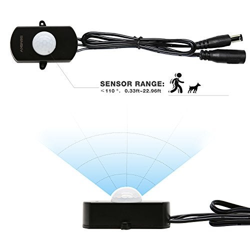 SENSKY BS010L DC 12V to 30V 3A Mini Pir Motion Sensor Switch,Occupancy Sensor Switch for Gun Safe, Kitchen Cabinet, Pantry, Closet led lighting (Black-With Light Sensor) - Image 4