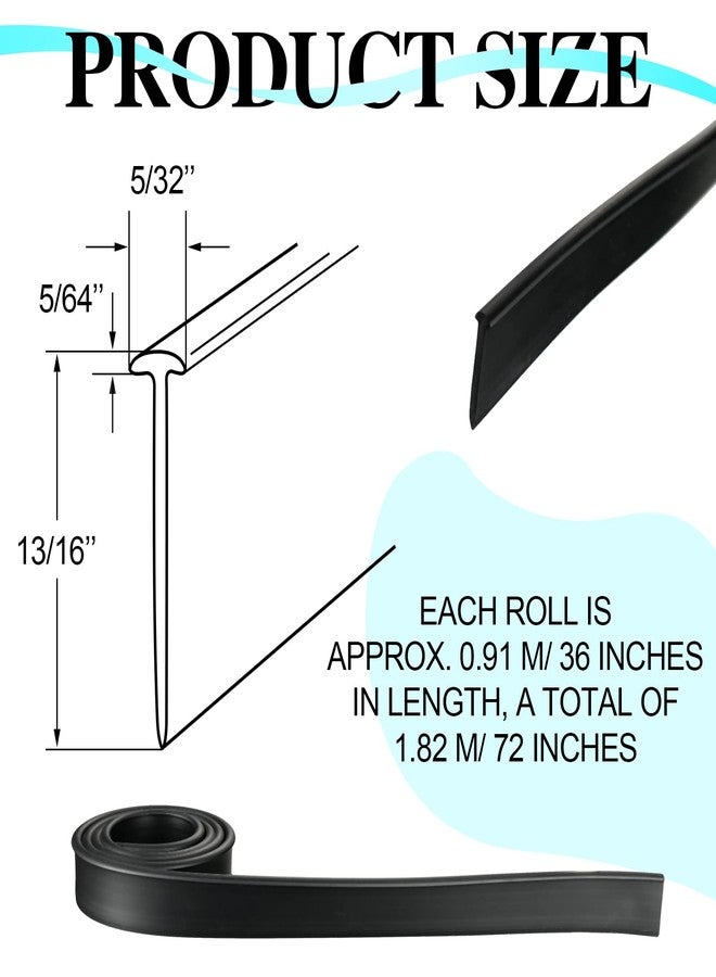 تونديامو شريط ختم سفلي لباب الدش من Tondiamo مقاس 72 بوصة باللون الأسود، شريط ختم مقاوم للماء للحمام المنزلي - Image 2